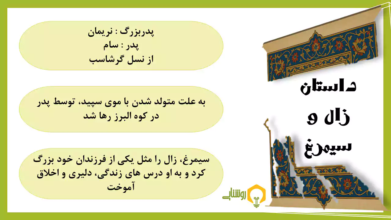اینفوگرافی از داستان زال و سیمرغ در شاهنامه